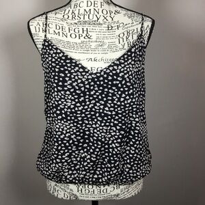 New with tag Nine Britton camisole top black with cream asymmetrical dots sz M